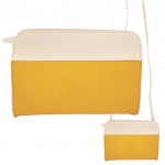 9015- YEL/WH PU LEATHER CROSS BODY/ SHOULDER BAG
